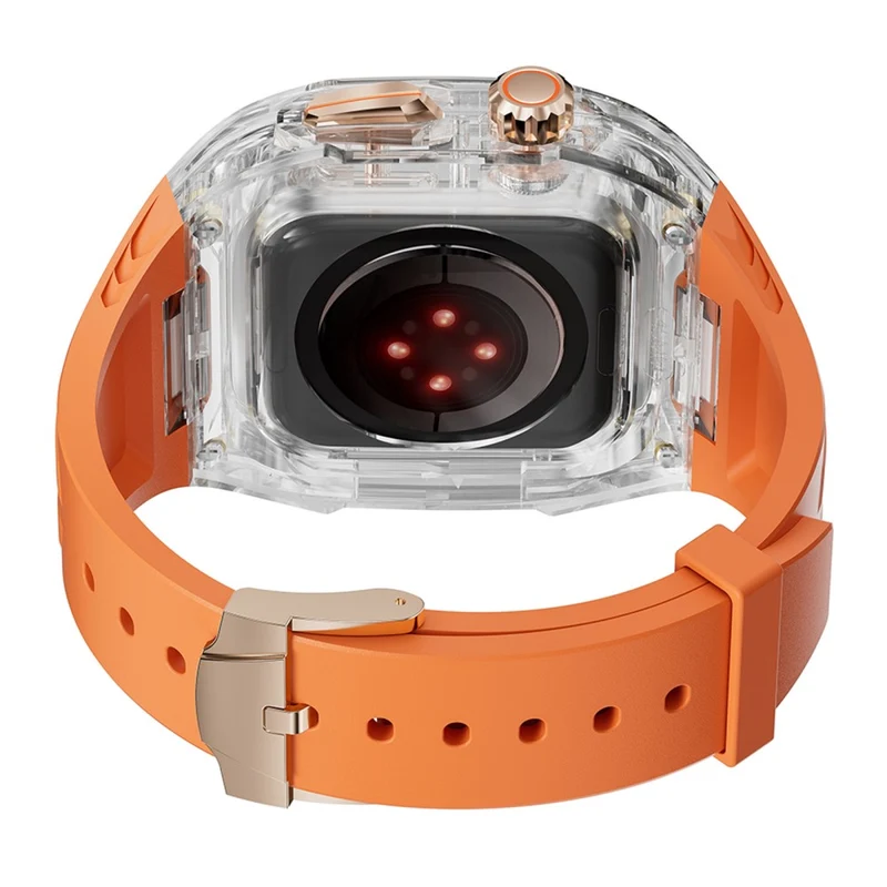 Apple Watch 49mm / 45mm / 44mm / 42mm T Watch Band with Case - Orange Transparent
