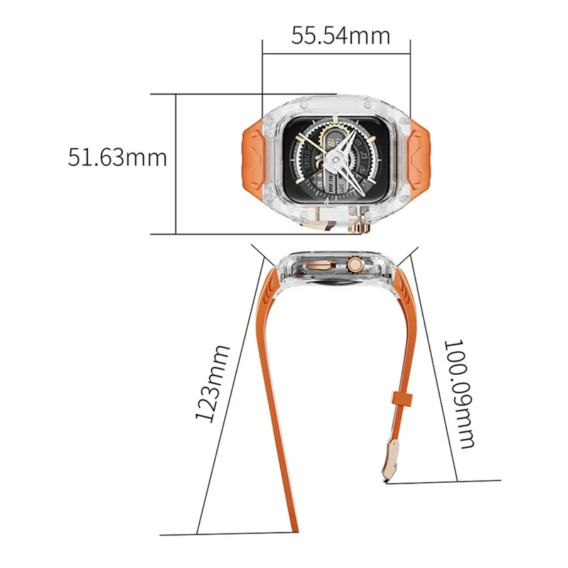 Apple Watch 49mm / 45mm / 44mm / 42mm T Watch Band with Case - Orange Transparent