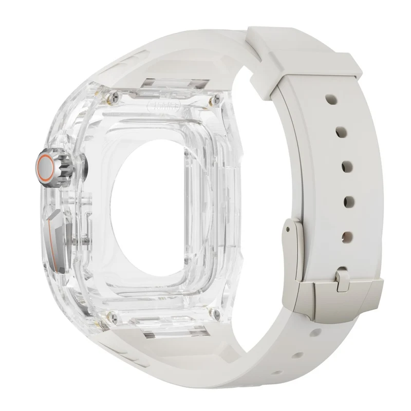 Apple Watch 49mm / 45mm / 44mm / 42mm T Watch Band with Case - Orange Transparent