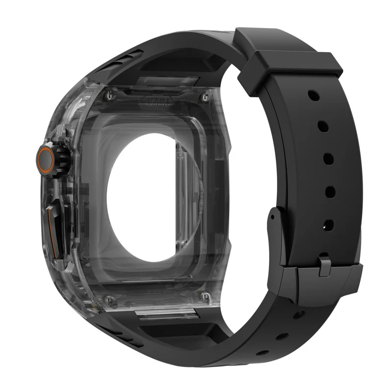 Apple Watch 49mm / 45mm / 44mm / 42mm T Watch Band with Case - Orange Transparent