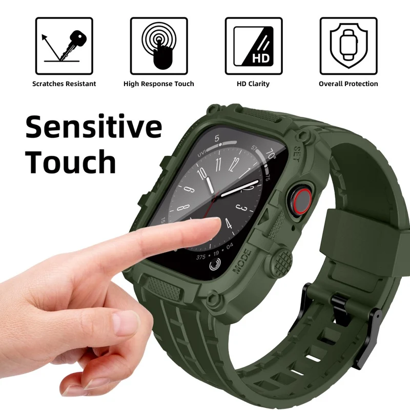 Apple Watch Series 49mm - 45mm - 44mm - 42mm Universal Integrated Watch Band with Flexible Watch Case and Screen Protector