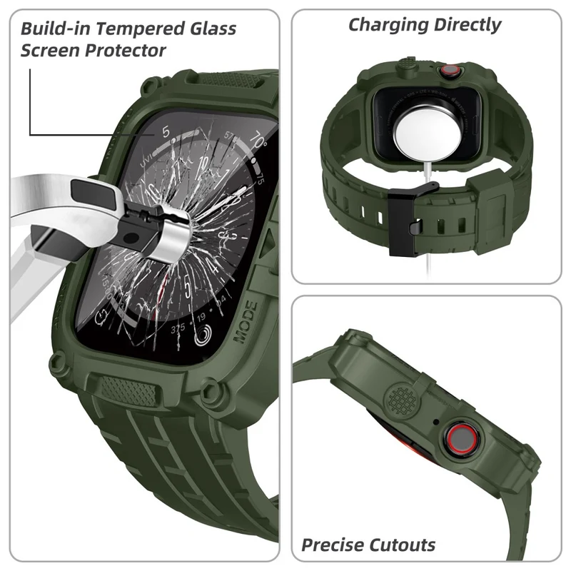 Apple Watch Series 49mm - 45mm - 44mm - 42mm Universal Integrated Watch Band with Flexible Watch Case and Screen Protector