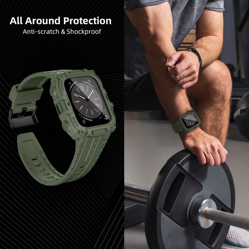Apple Watch Series 49mm - 45mm - 44mm - 42mm Universal Integrated Watch Band with Flexible Watch Case and Screen Protector