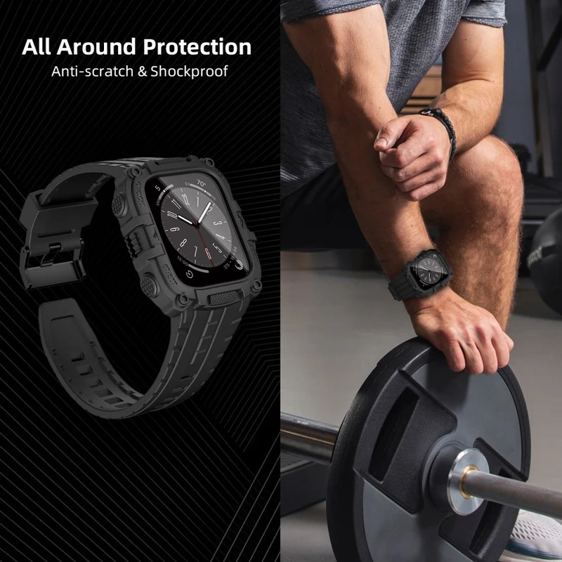 Apple Watch Series 49mm - 45mm - 44mm - 42mm Universal Integrated Watch Band with Flexible Watch Case and Screen Protector