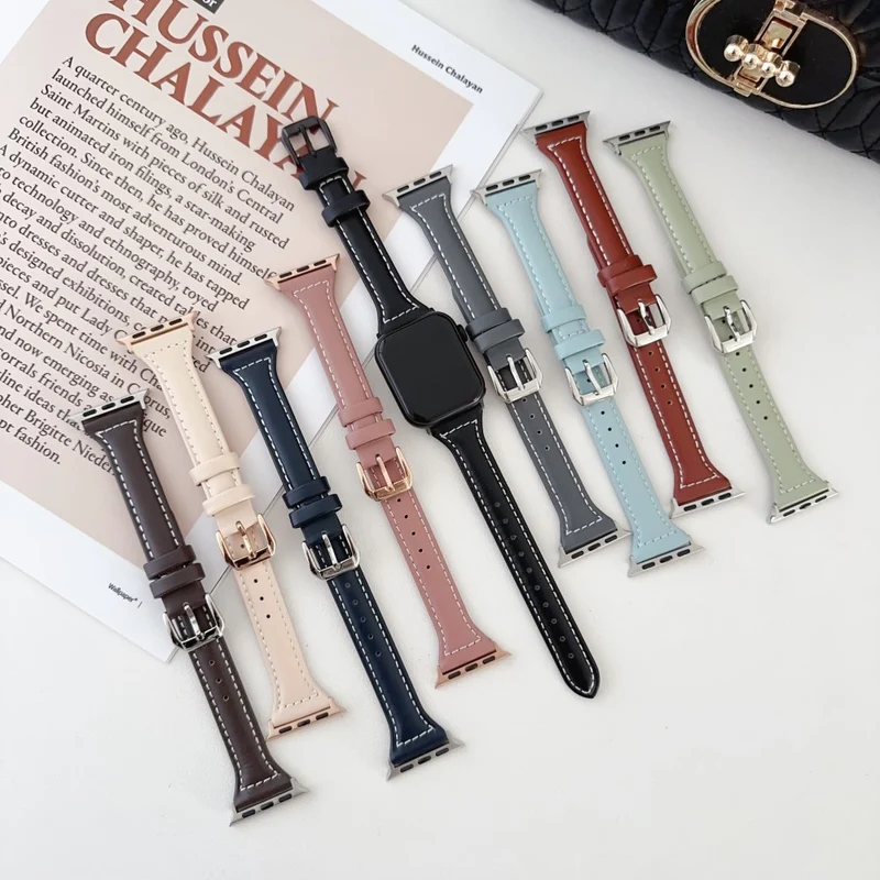 Apple Watch 49mm / 45mm / 44mm / 42mm Vegan Leather Wrist Strap - Sky Blue