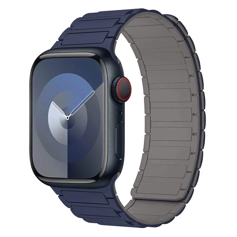 Apple Watch 49mm / 45mm / 44mm / 42mm Silicone Wrist Strap - Indigo Blue+Grey
