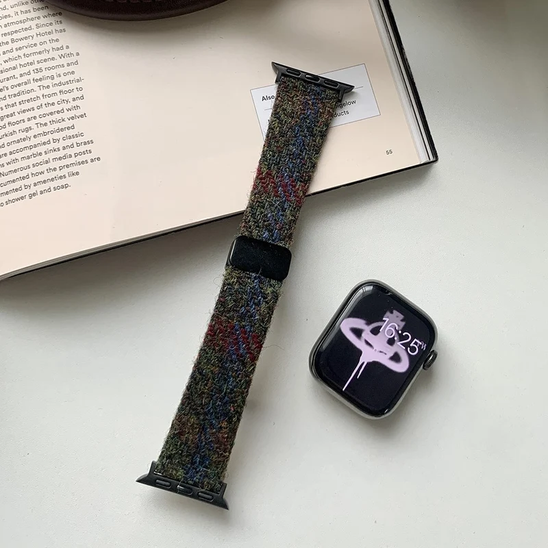 Woolen Strap Apple Watch 49mm / 45mm / 44mm / 42mm Watch Band - Coffee+Black