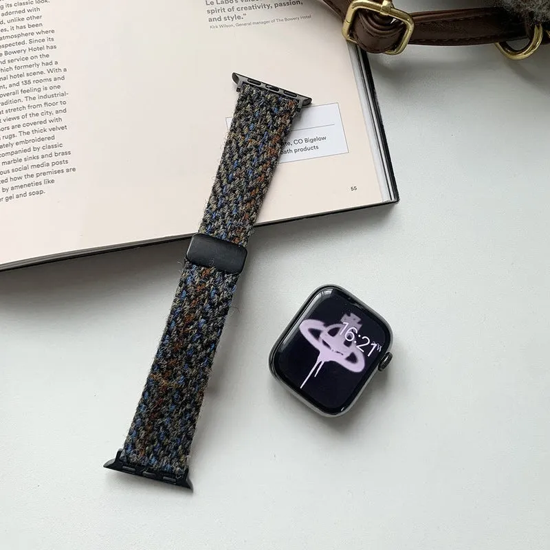 Woolen Strap Apple Watch 49mm / 45mm / 44mm / 42mm Watch Band - Coffee+Black