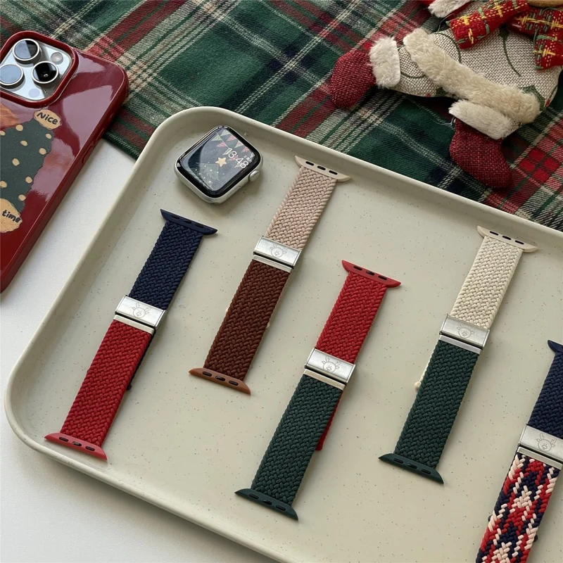 Apple Watch Series 41mm / 40mm / 38mm Nylon Watch Band - Red+Blue