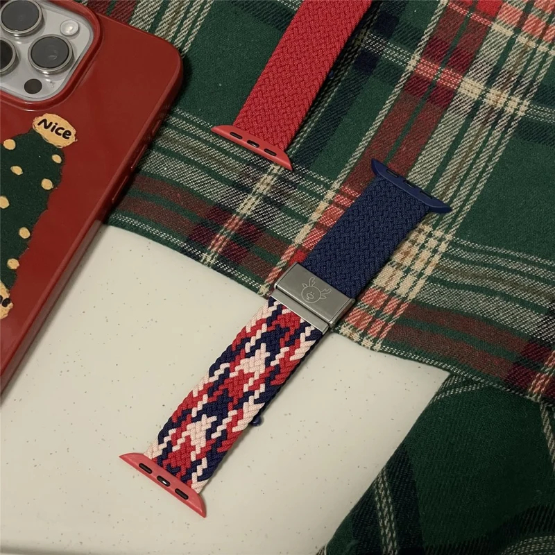 Apple Watch Series 41mm / 40mm / 38mm Nylon Watch Band - Red+Blue