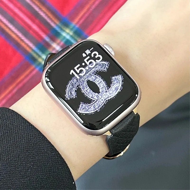 Apple Watch Series 41mm / 40mm / 38mm Cowhide Leather Watch Band - Light Brown