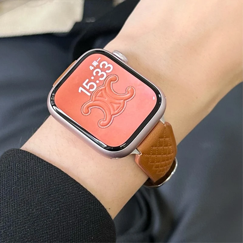 Apple Watch Series 41mm / 40mm / 38mm Cowhide Leather Watch Band - Light Brown