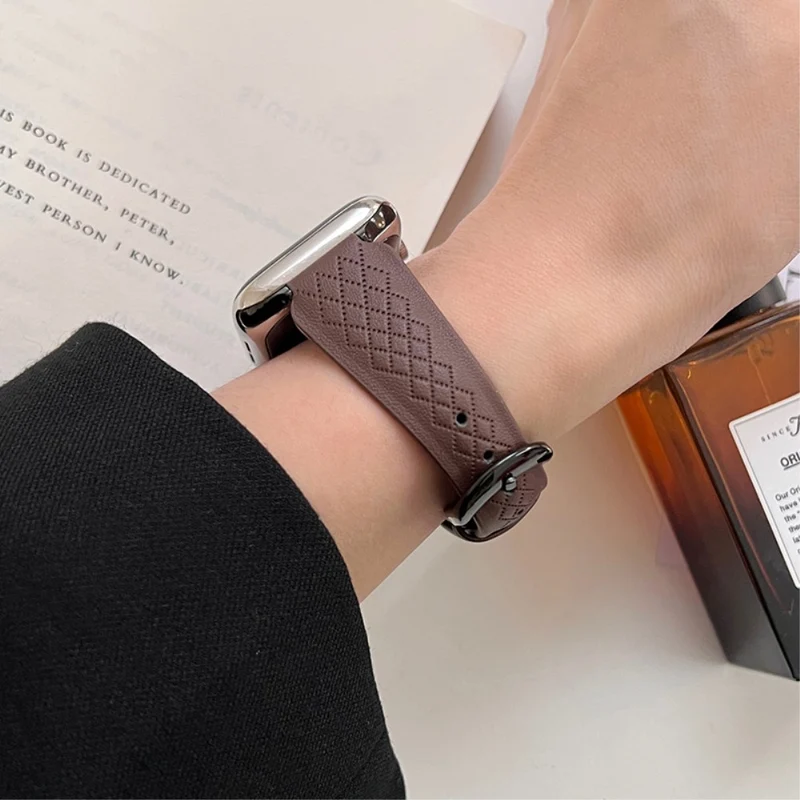 Apple Watch Series 41mm / 40mm / 38mm Cowhide Leather Watch Band - Light Brown