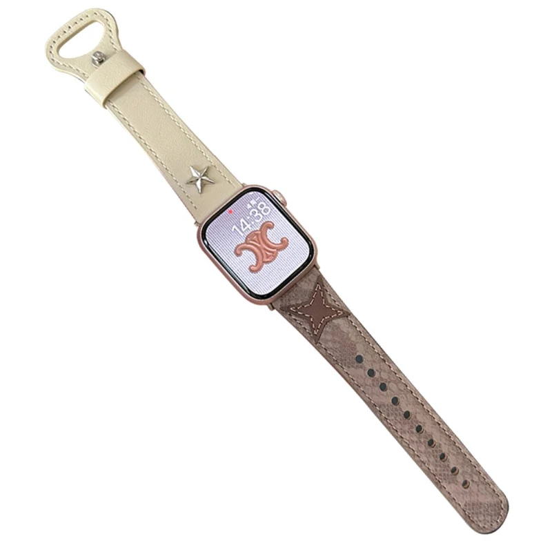 Apple Watch Series 41mm / 40mm / 38mm Microfiber Leather Watch Band - Brown / Beige