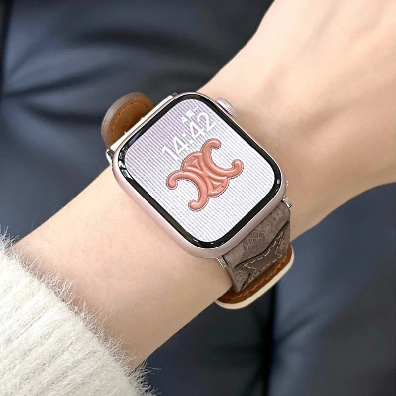 Apple Watch Series 41mm / 40mm / 38mm Microfiber Leather Watch Band - Brown / Beige
