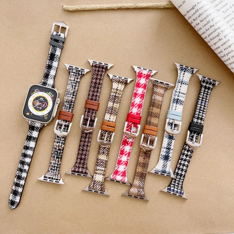 Apple Watch Series 41mm / 40mm / 38mm Woolen Watch Band - Coffee / White