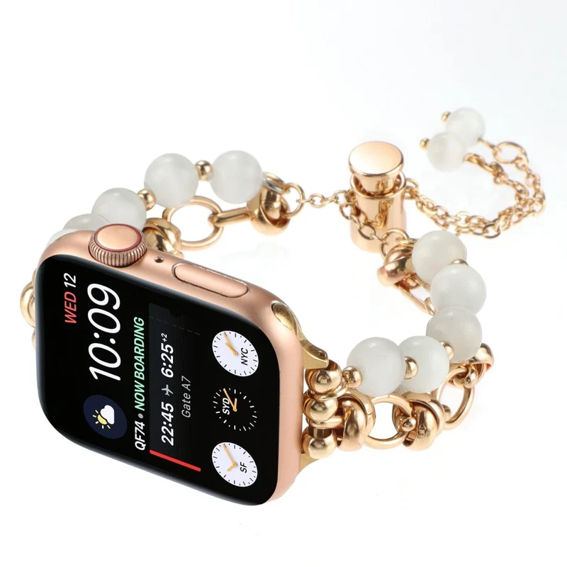 Apple Watch 49mm / 45mm / 44mm / 42mm Pearls Watch Band - Pink Pearl / Rose Gold