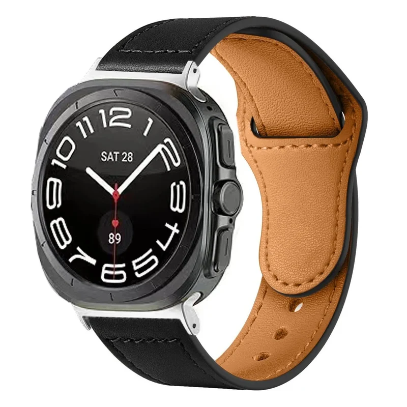 Samsung Galaxy Watch Ultra 2 Lederarmband mit Druckknopfverschluss (Schwarz)