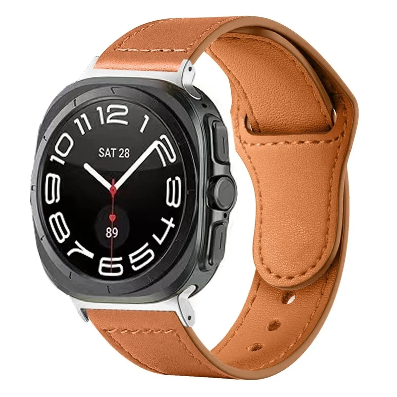 Samsung Galaxy Watch Ultra 2 Lederarmband mit Druckknopfverschluss (Braun)
