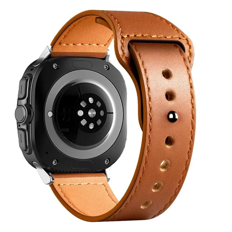 Samsung Galaxy Watch Ultra 2 Lederarmband mit Druckknopfverschluss (Braun)