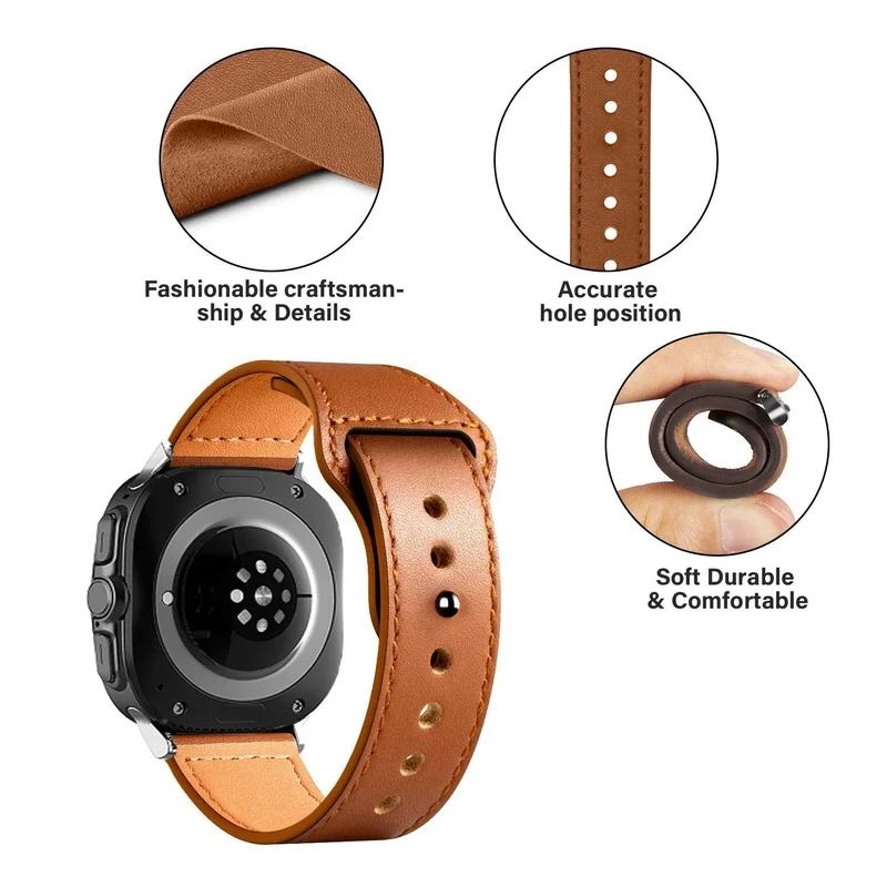 Samsung Galaxy Watch Ultra 2 Lederarmband mit Druckknopfverschluss (Braun)
