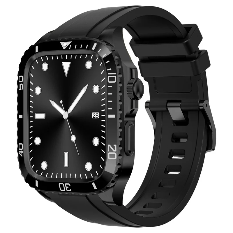 Apple Watch Series 49mm - 45mm - 44mm - 42mm Universal Scratch Resistant Strap with Stainless Steel Watch Case