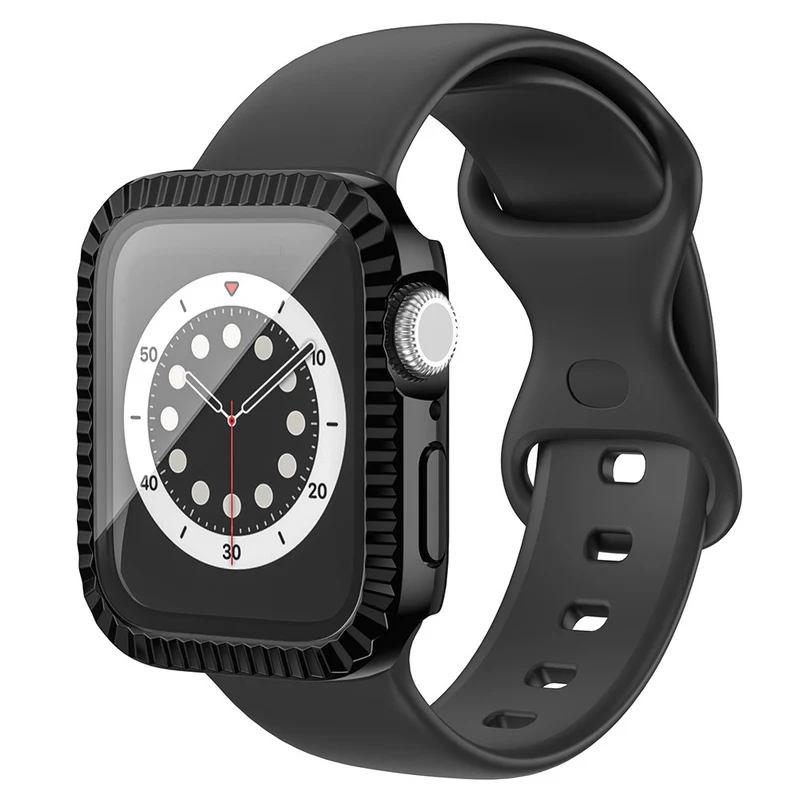 Apple Watch Series 1 / 2 / 3 38mm Textured Impact-Resistant Watch Case with Tempered Glass Screen Protector