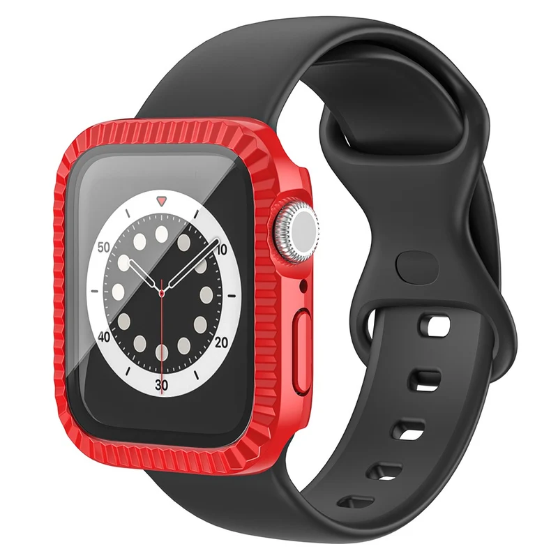 Apple Watch Series 1 / 2 / 3 38mm Textured Impact-Resistant Watch Case with Tempered Glass Screen Protector
