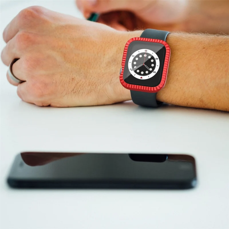 Apple Watch Series 1 / 2 / 3 38mm Textured Impact-Resistant Watch Case with Tempered Glass Screen Protector