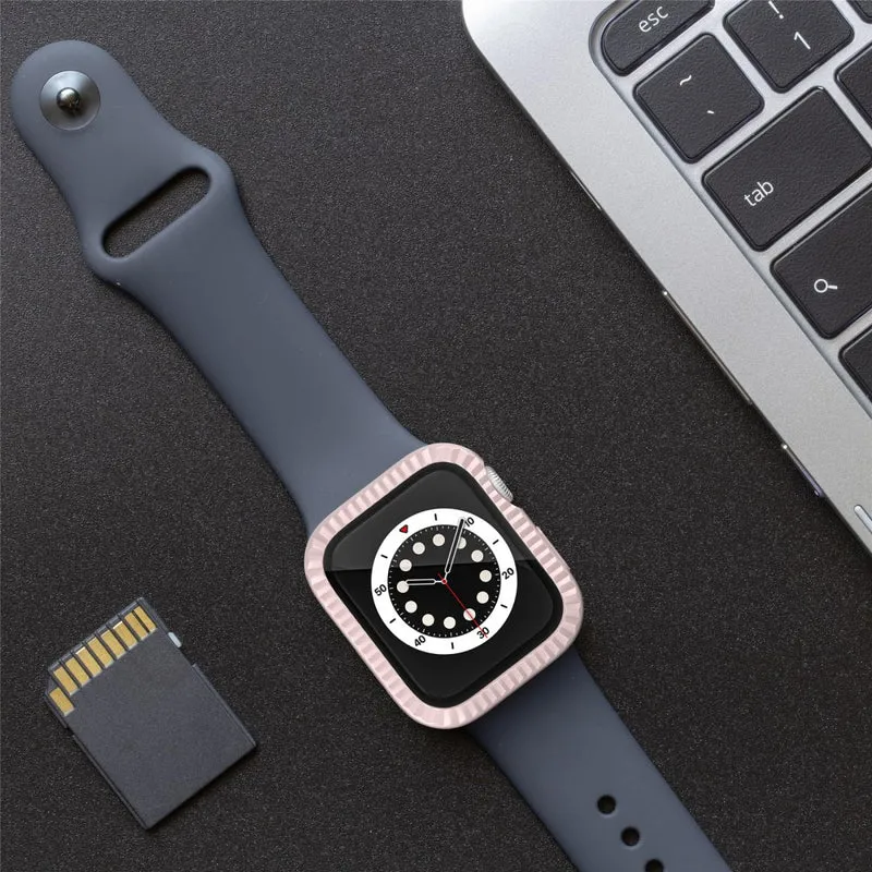 Apple Watch Series 1 / 2 / 3 38mm Textured Impact-Resistant Watch Case with Tempered Glass Screen Protector