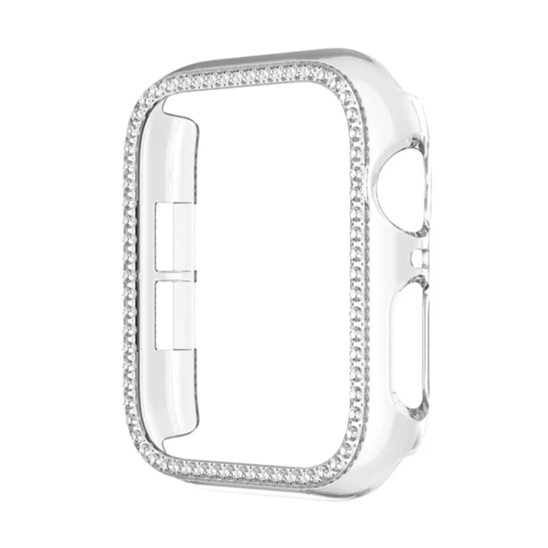 Apple Watch Series 6 / 5 / 4 / SE (2022) / SE (2023) / SE 40mm Hollow Impact-Resistant Watch Case Rhinestone Frame - Rose Gold