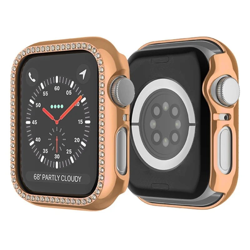Apple Watch Series 6 / 5 / 4 / SE (2022) / SE (2023) / SE 40mm Hollow Impact-Resistant Watch Case Rhinestone Frame - Rose Gold