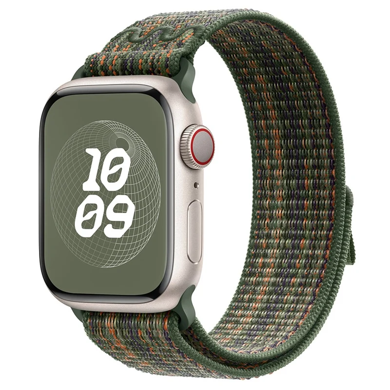 KALEBOL Apple Watch Series 41mm - 40mm - 38mm Universal Watchband Nylon Strap - Dark Green+Orange