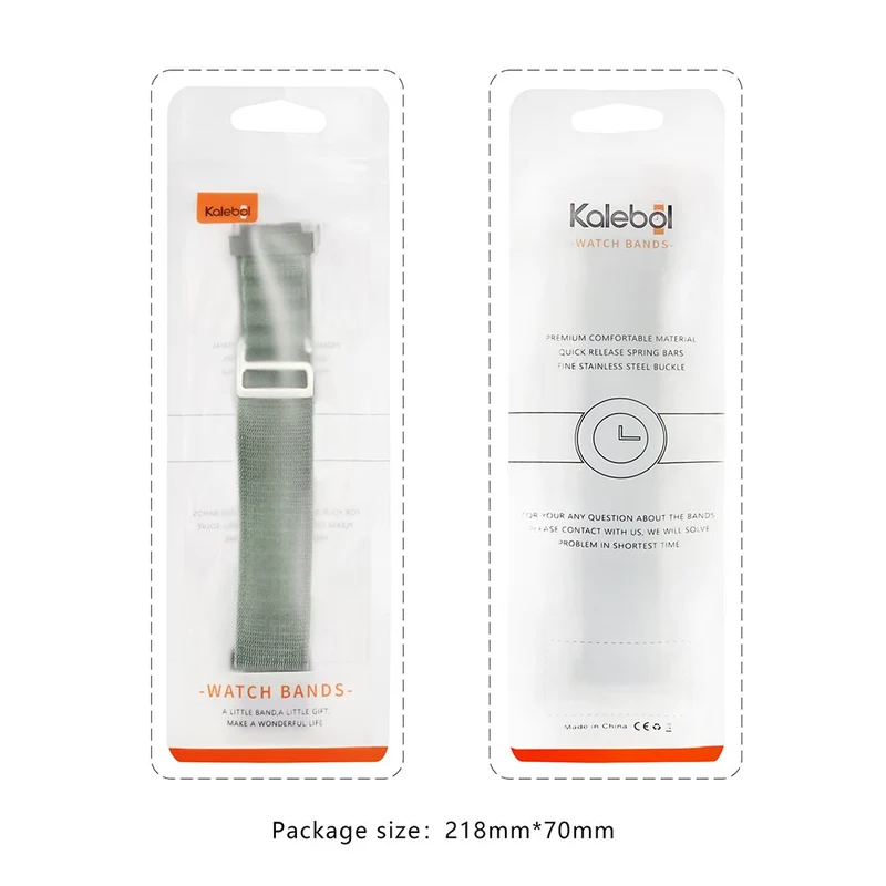 KALEBOL Apple Watch Series 41mm - 40mm - 38mm Universal Watchband Nylon Strap - Dark Green+Orange