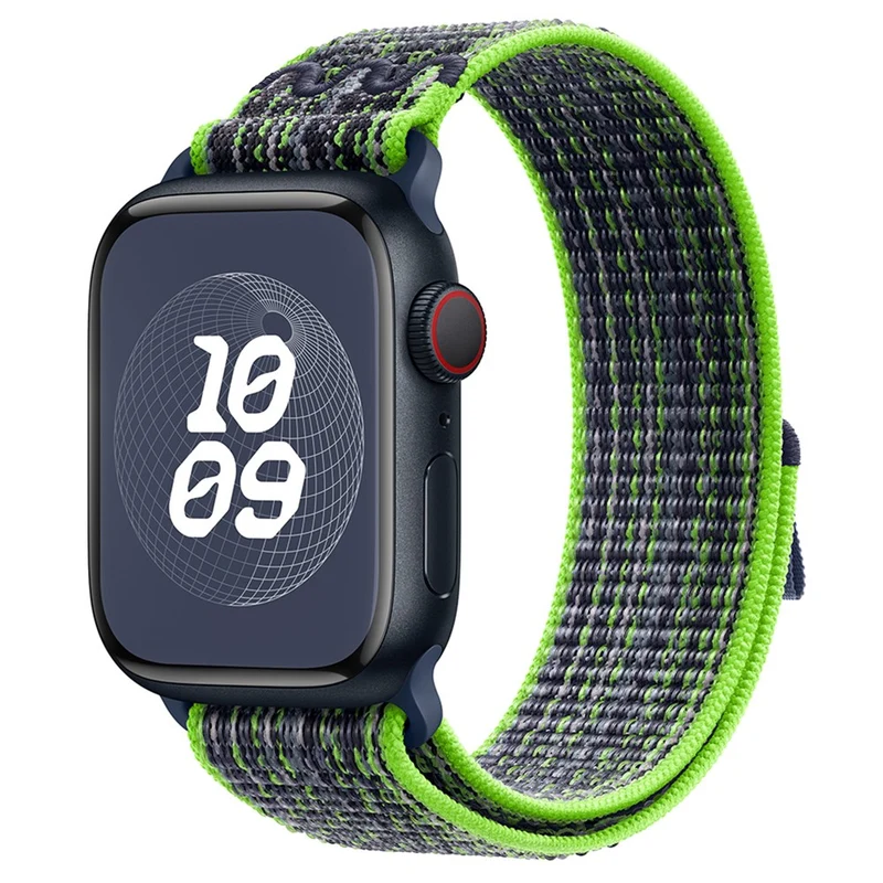 KALEBOL Apple Watch Series 41mm - 40mm - 38mm Universal Watchband Nylon Strap - Dark Green+Orange