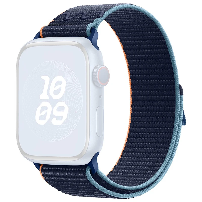 KALEBOL Apple Watch Series 41mm - 40mm - 38mm Universal Watchband Nylon Strap - Dark Green+Orange