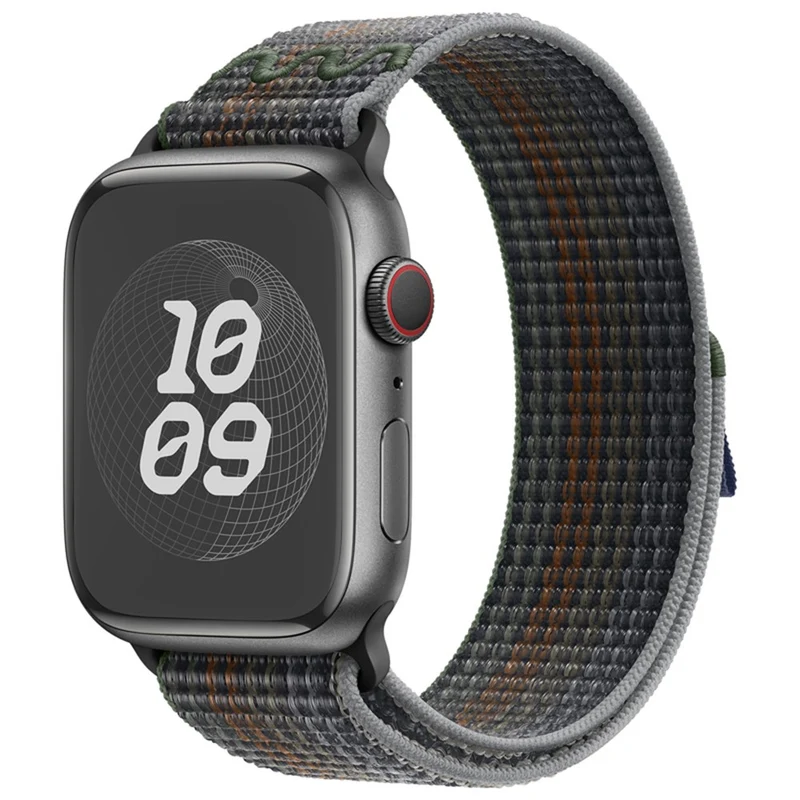 KALEBOL Apple Watch Series 41mm - 40mm - 38mm Universal Watchband Nylon Strap - Dark Green+Orange