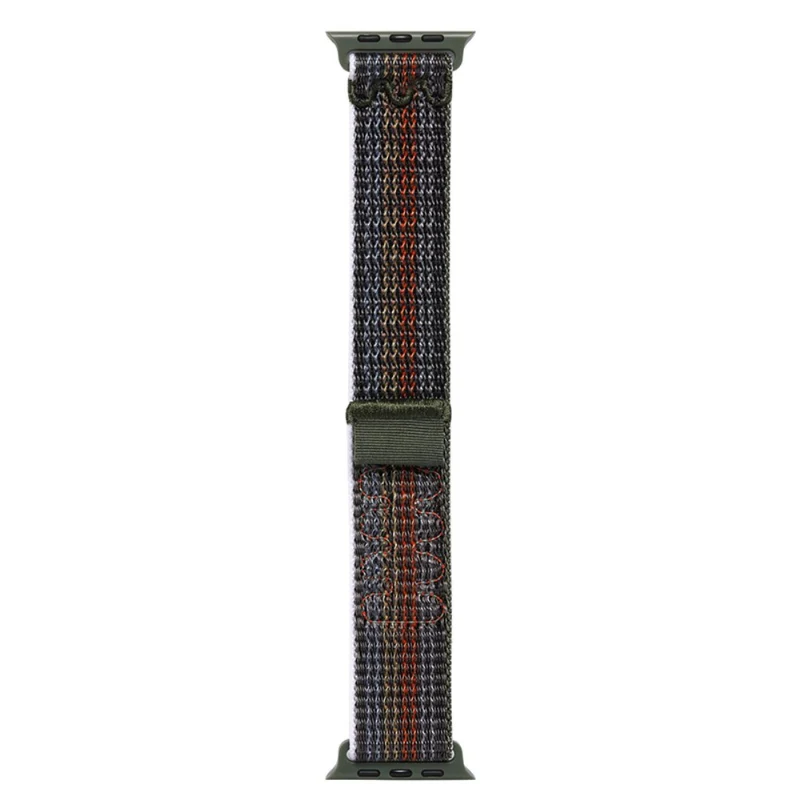 KALEBOL Apple Watch Series 41mm - 40mm - 38mm Universal Watchband Nylon Strap - Dark Green+Orange