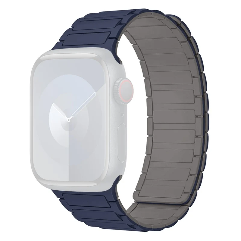 Apple Watch Series 41mm / 40mm / 38mm Watch Band Silicone Magnetic Strap - Indigo Blue+Grey