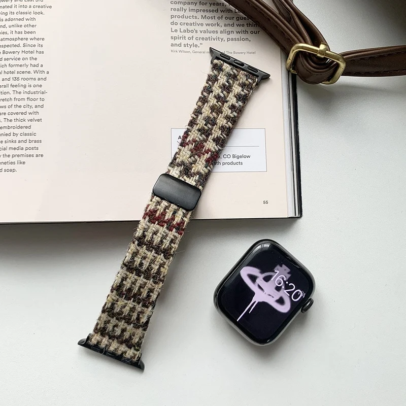 Apple Watch Series 41mm / 40mm / 38mm Magnetic Buckle Woolen Strap - Coffee+Black