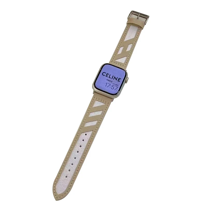 Apple Watch 49mm / 45mm / 44mm / 42mm Cloth Fabric and Leather Watch Band