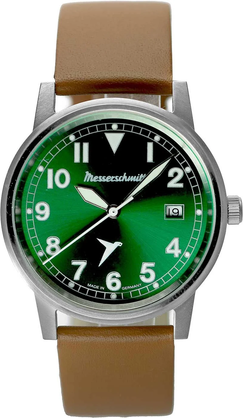 Messerschmitt Flieger ME-9673-02 Herrenuhr • Made in Germany • Grünes Zifferblatt
