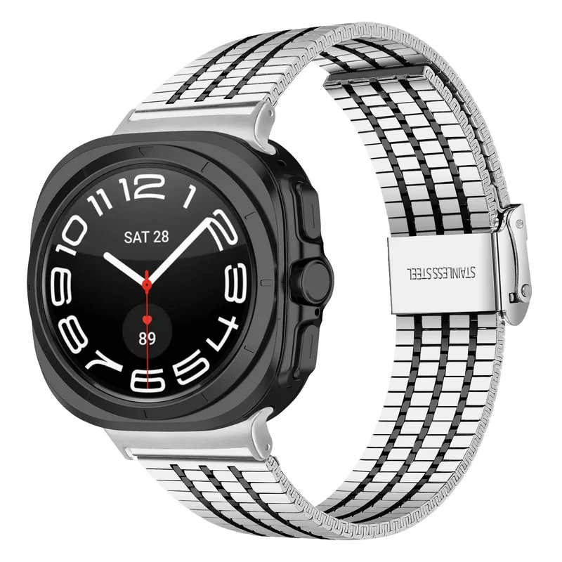 Samsung Galaxy Watch Ultra 2 Edelstahl Armband (Silber/Schwarz)