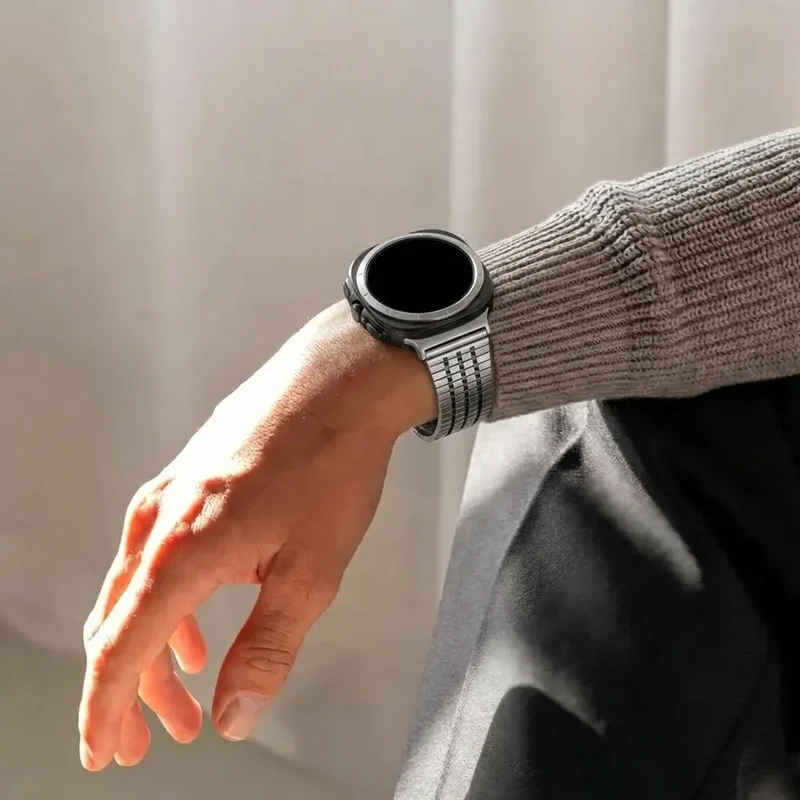 Samsung Galaxy Watch Ultra 2 Edelstahl Armband (Silber/Schwarz)