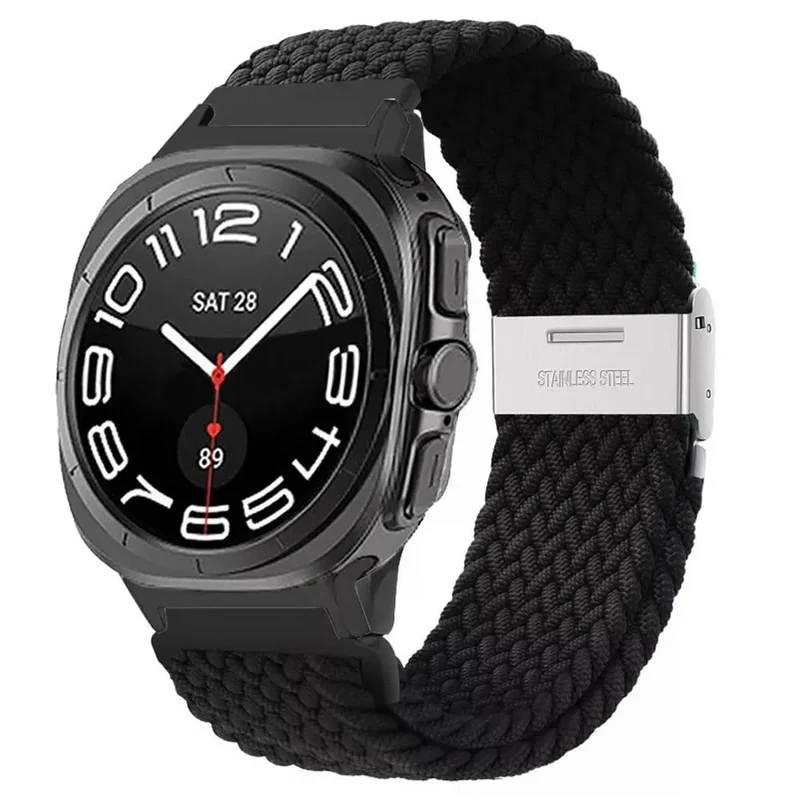 Samsung Galaxy Watch Ultra 2 Geflochtenes Nylonarmband (Schwarz)