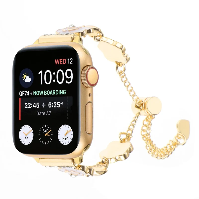 Apple Watch Series 41mm / 40mm / 38mm Metal Watch Strap - White / Gold