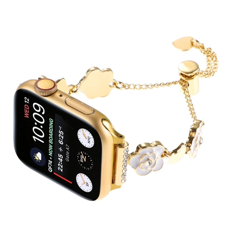 Apple Watch Series 41mm / 40mm / 38mm Metal Watch Strap - White / Gold