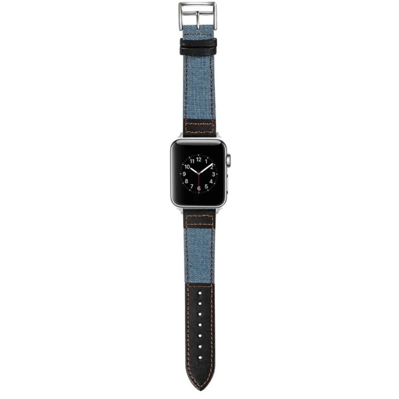 Apple Watch 49mm / 45mm / 44mm / 42mm Denim Fabric Watch Strap - Black+Grey