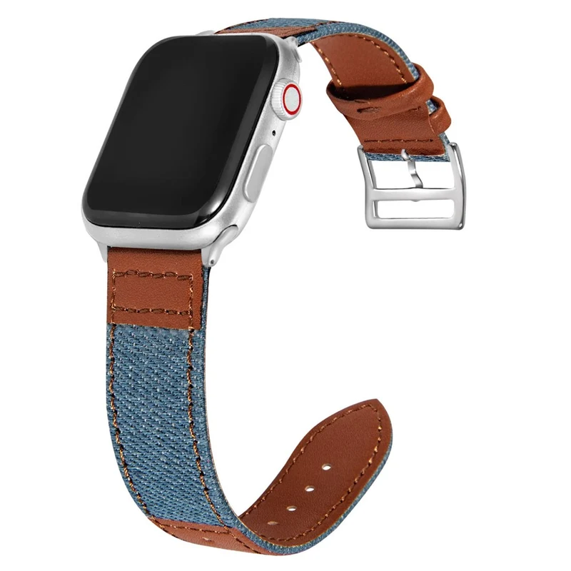Apple Watch 49mm / 45mm / 44mm / 42mm Denim Fabric Watch Strap - Black+Grey