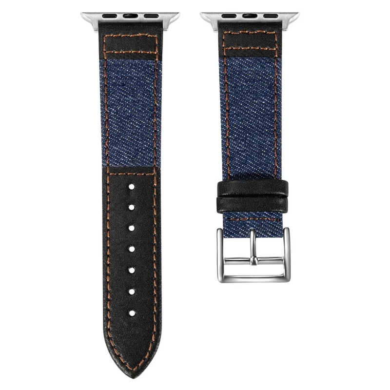 Apple Watch 49mm / 45mm / 44mm / 42mm Denim Fabric Watch Strap - Black+Grey